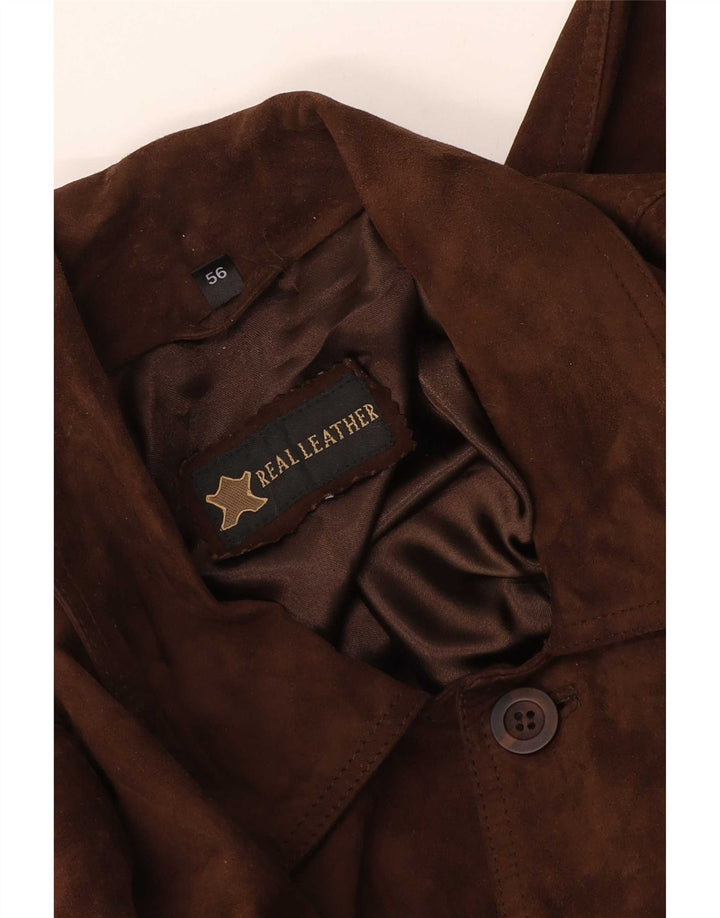 Vintage Herren Wildleder Bomberjacke IT 56 2XL Braunes Leder