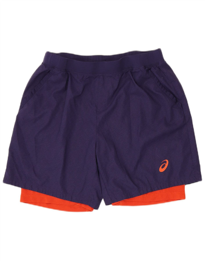 Asics Herren-Sportshorts XL Marineblaues Colourblock-Polyester