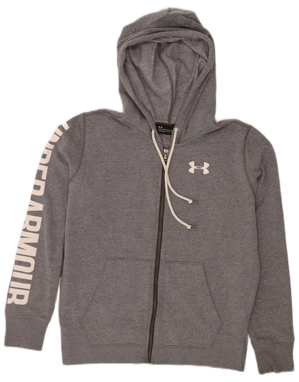 Under Armour Damen Graphic Zip Hoodie Pullover UK 8 Small Grau Sport