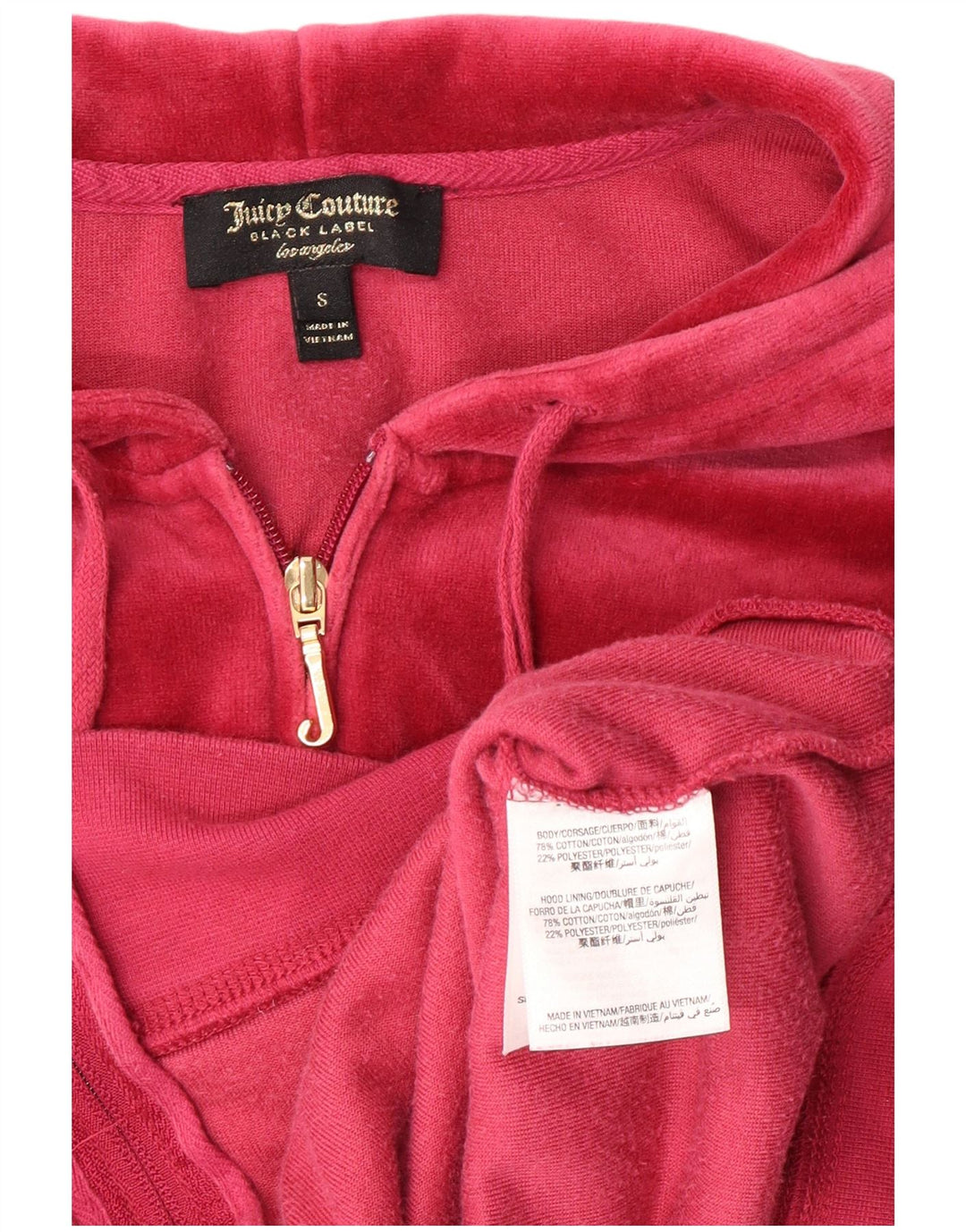 JUICY COUTURE Damen-Kapuzenpullover aus Velours mit Reißverschluss, Gr. 10, Größe S, rosa, Baumwolle