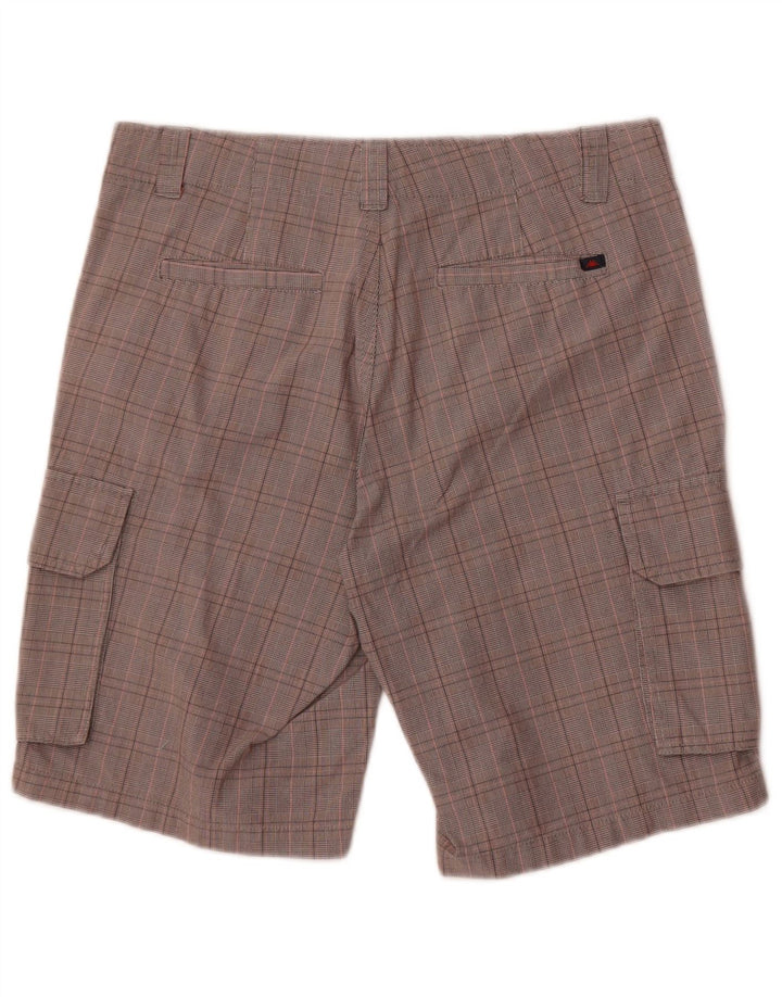 Kappa Herren Perfect Fit Cargo Shorts IT 46 Small W32 Grau karierte Baumwolle