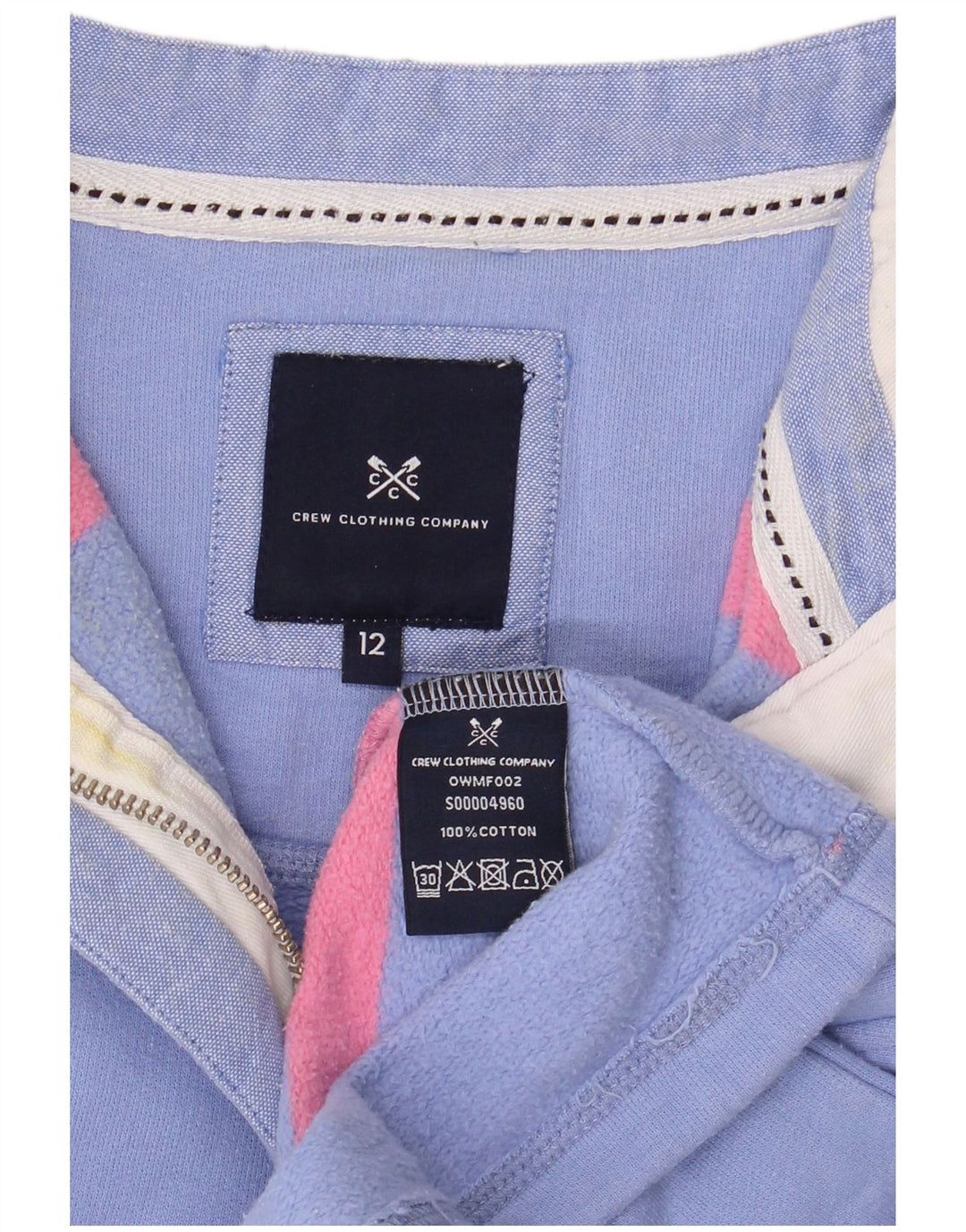 Crew Clothing Damen-Sweatshirt mit Reißverschluss, UK 12, Mittelblau gestreift