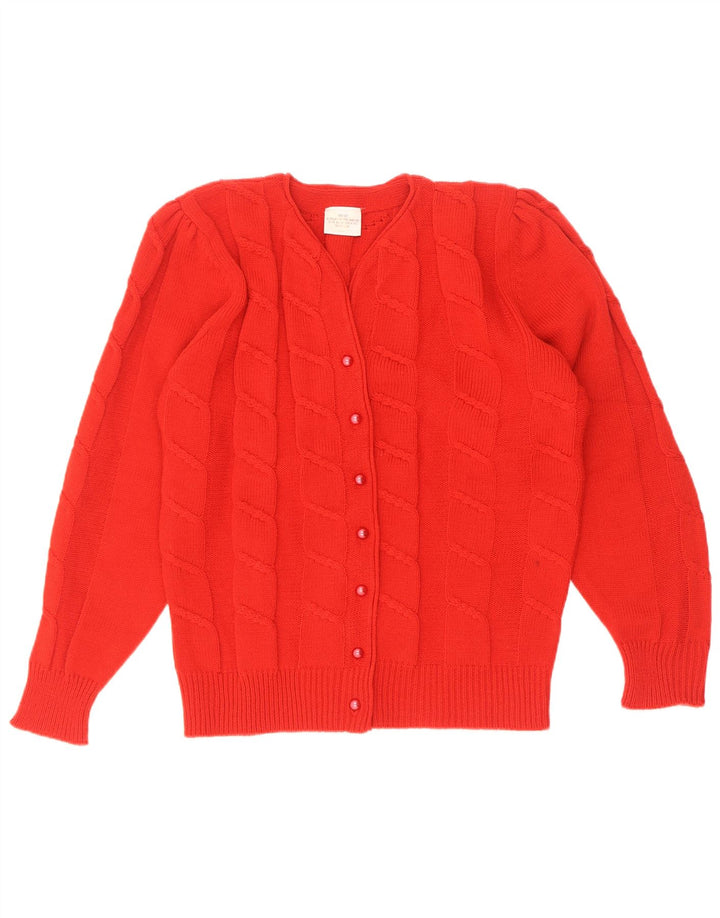 Vintage Damen Cardigan Pullover UK 14/16 Mittelrot Polyacryl