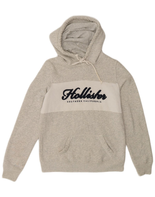 Hollister Herren-Pullover mit grafischem Kapuzenpullover, Größe S, Grau, Colourblock-Baumwolle