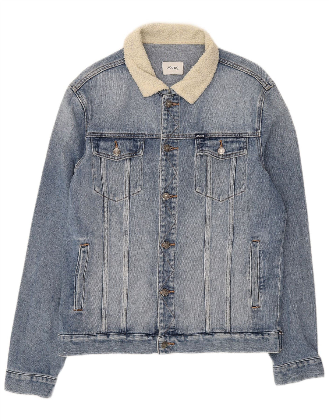 Lee Herren-Jeansjacke „Riders“, UK 40, Größe L, Blau, Colourblock-Baumwolle