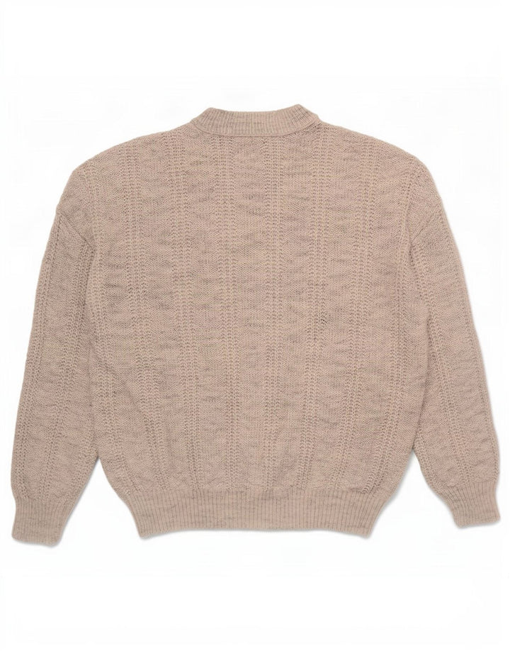 Vintage Herren-Pullover mit Rundhalsausschnitt, mittelgrau, Acryl, meliert