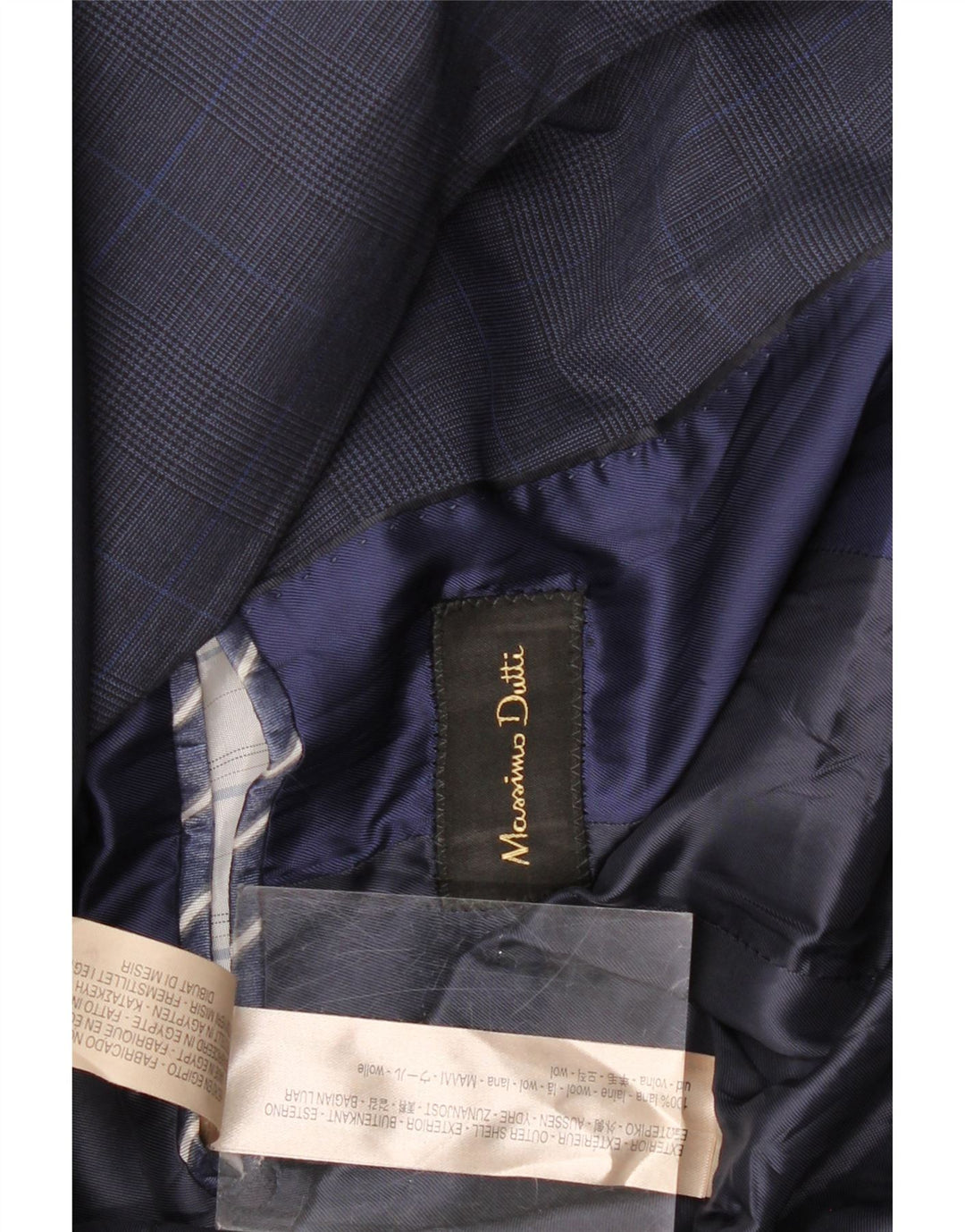 MASSIMO DUTTI Herren-Blazer mit 2 Knöpfen, EU 56, XL, Marineblau mit Hahnentrittmuster
