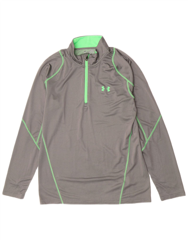Under Armour Herren-Oberteil mit Reißverschluss, langärmlig, groß, grau, Polyester, Sport