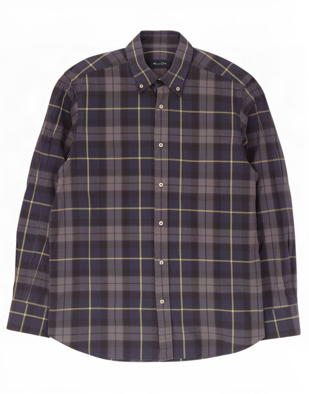 Massimo Dutti Herrenhemd, groß, marineblau, kariert, Baumwolle