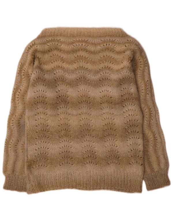 Vintage Damen Pullover mit U-Boot-Ausschnitt, UK 16, Groß, Beige