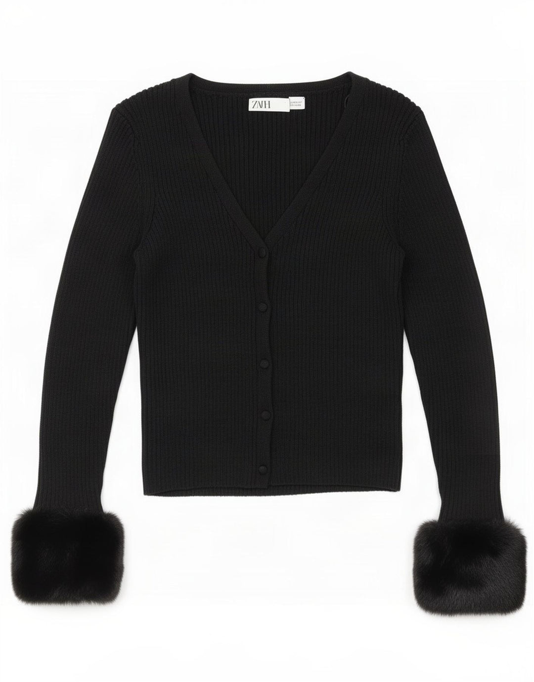 Zara Damen Crop Cardigan Pullover UK 12 Medium Schwarz