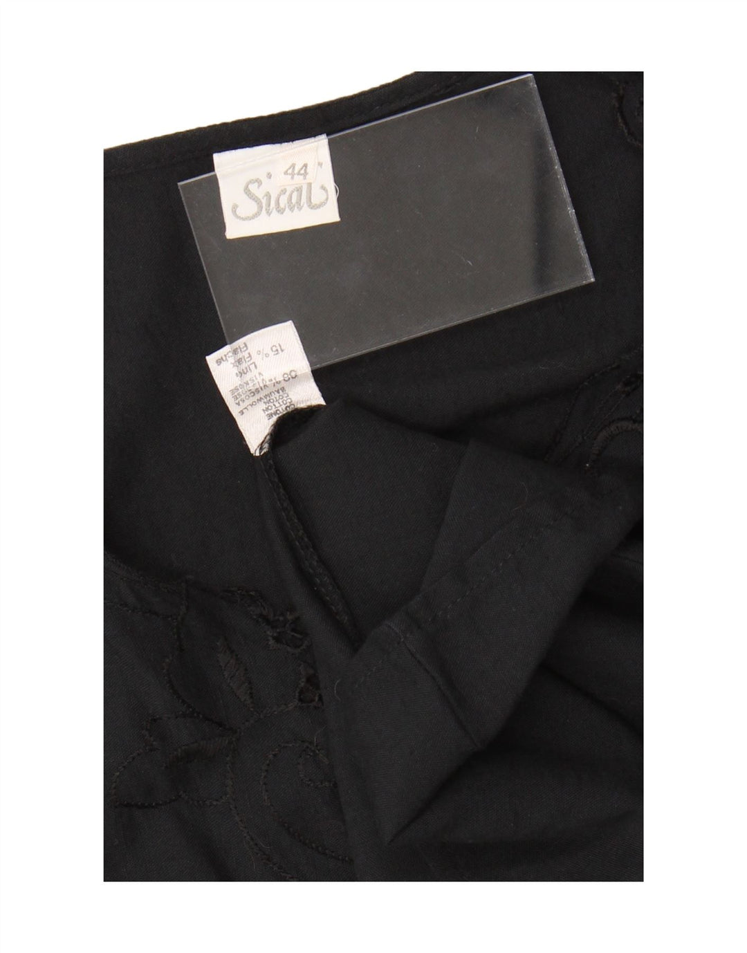 VINTAGE Damen Blusentop IT 44 Mittelschwarze geblümte Baumwolle