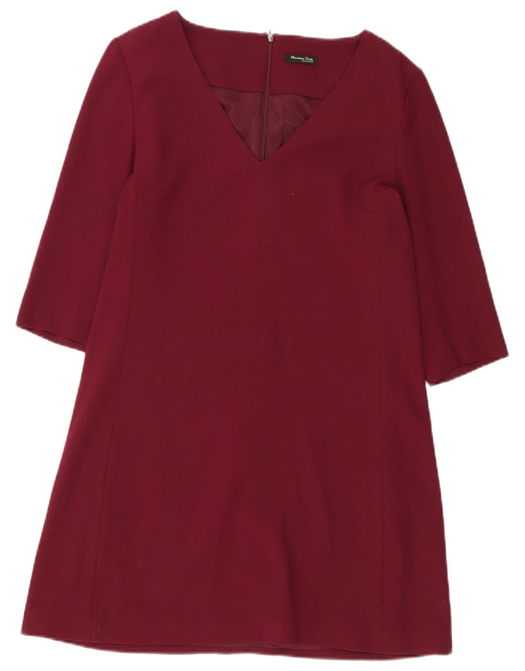 Massimo Dutti Damen-Etuikleid mit 3/4-Ärmeln, EU 40, mittleres Burgunderrot