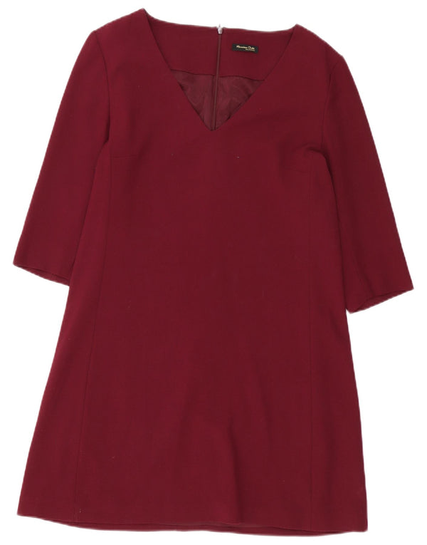 Massimo Dutti Damen-Etuikleid mit 3/4-Ärmeln, EU 40, mittleres Burgunderrot
