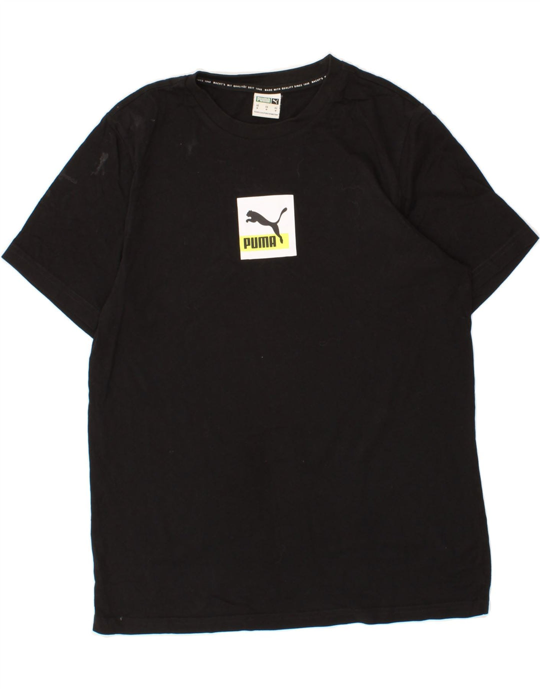 PUMA Mens Graphic T-Shirt Top Medium Black Cotton Vintage Puma and Second-Hand Puma from Messina Hembry 