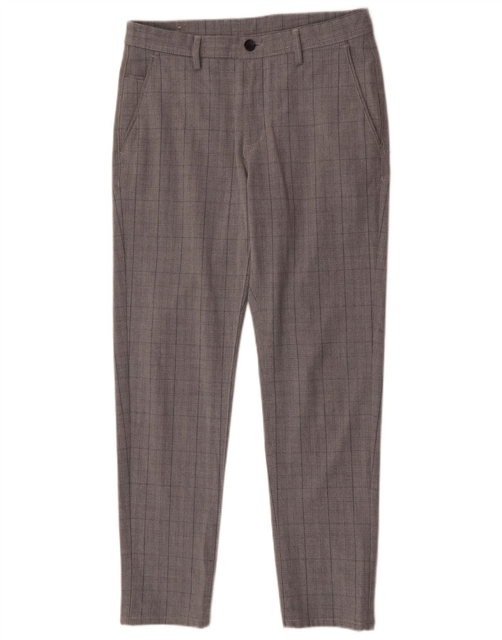 Zara Slim Chino-Hose für Herren, EU 38, Größe S, W30, L28, grau kariertes Polyester