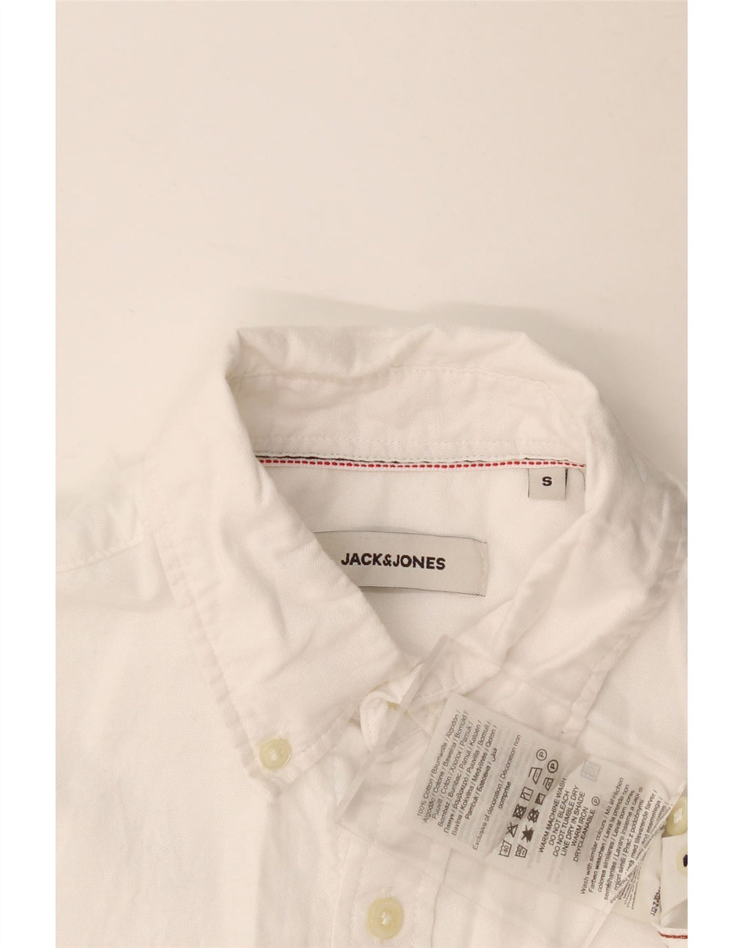 JACK & JONES Herren Kurzarmhemd Small Weiß Baumwolle