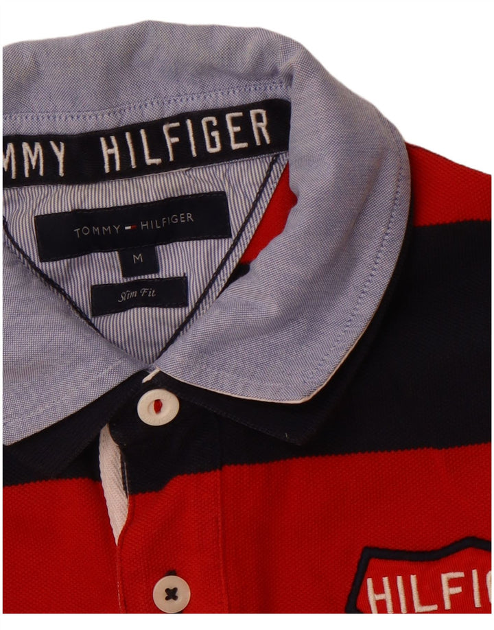 TOMMY HILFIGER Herren Slim Fit Graphic Rugby Poloshirt Mittelrot gestreift