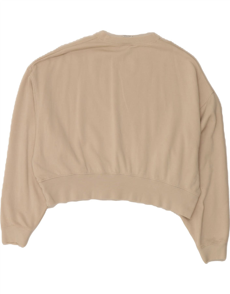 NIKE Womens Oversized Crop Sweatshirt Jumper UK 6 XS Beige Cotton Vintage Nike and Second-Hand Nike from Messina Hembry 