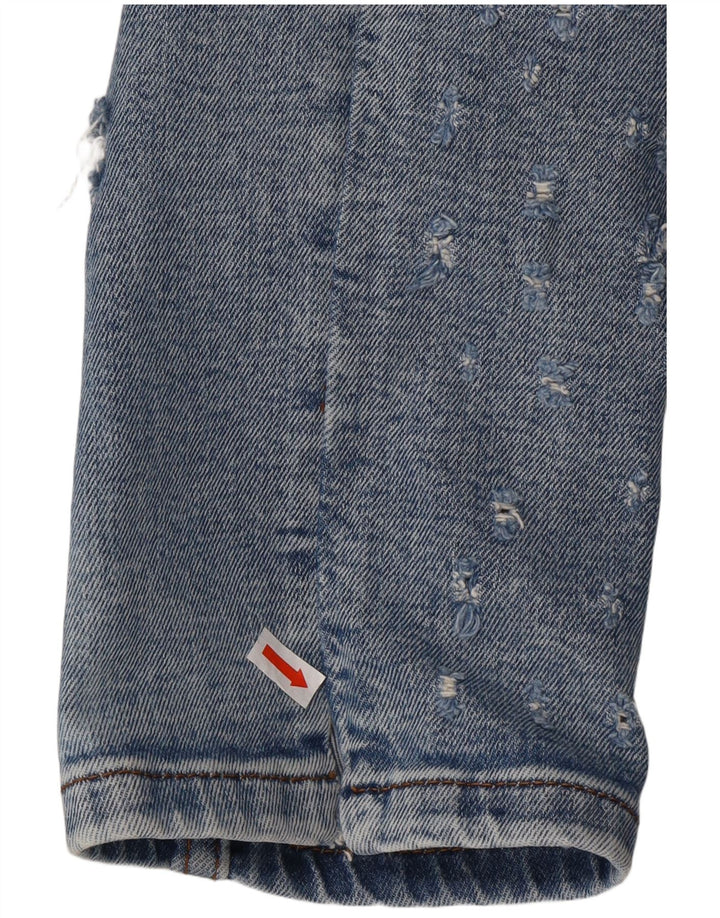 ZARA Herren Graphic Distressed Slim Jeans EU 42 Large W32 L32 Blau