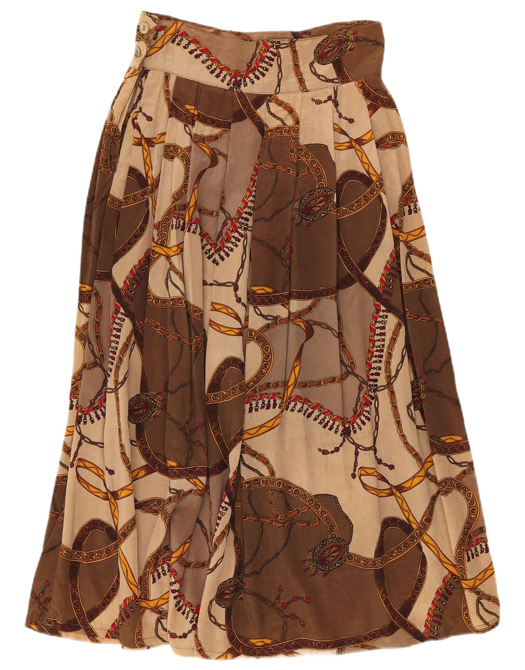 Vintage Damen ausgestellter Rock IT 44 Medium W28 Braune geometrische Viskose