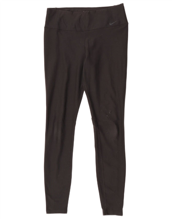 Nike Damen Dri Fit Leggings UK 14 Mittelschwarzes Polyester