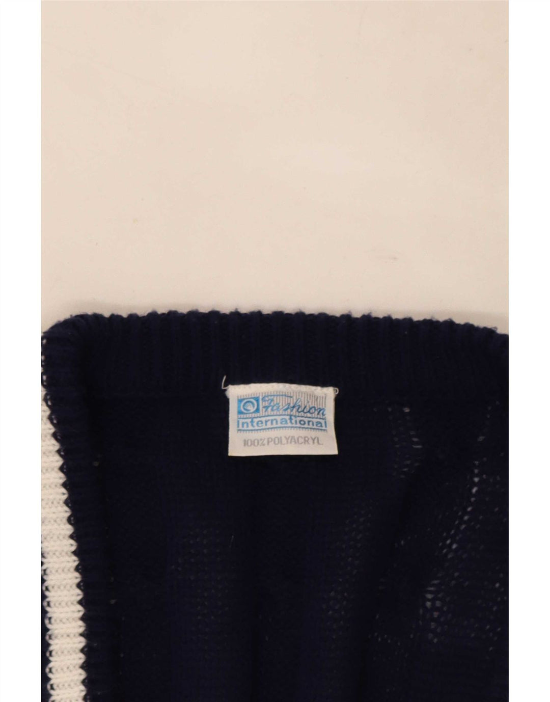 Vintage Herren Cardigan Pullover IT 48/50 Mittel Marineblau gestreift Polyester