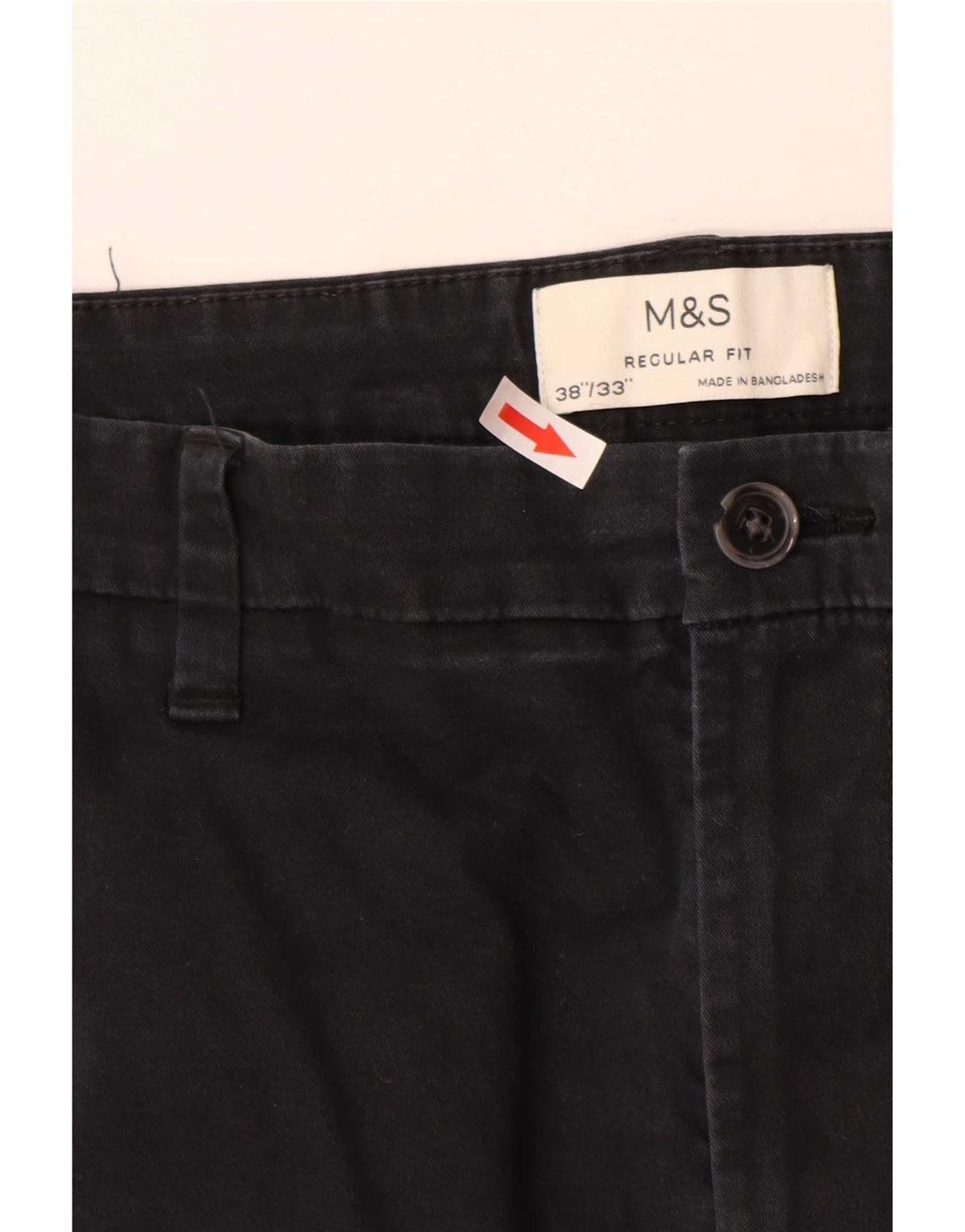 Marks & Spencer Herren-Chinohose mit normaler Passform, W38 L33, schwarze Baumwolle