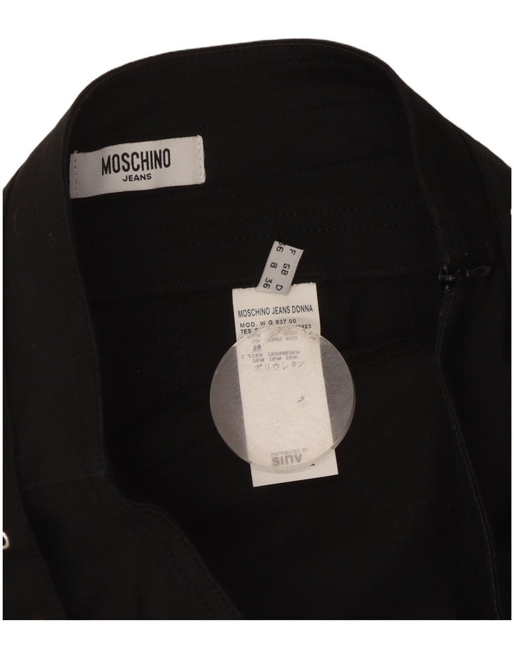 Moschino Damen gerader Rock UK 8 Small W28 schwarze Baumwolle
