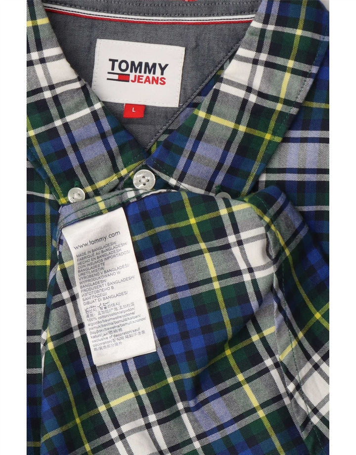 Tommy Hilfiger Herren-Flanellhemd, groß, blau kariert, Baumwolle