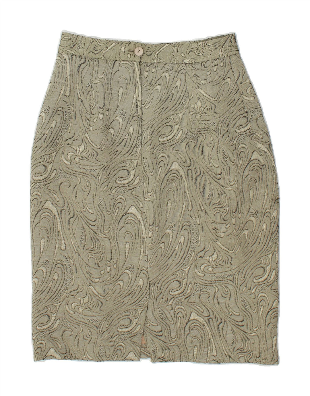 VINTAGE Womens Abstract Pattern Pencil Skirt UK 12 Medium W28  Green Vintage Vintage and Second-Hand Vintage from Messina Hembry 