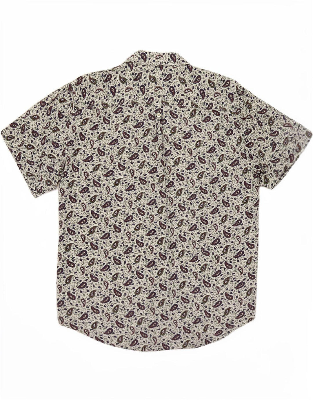 Benetton Herren-Kurzarmhemd, kleine weiße Paisley-Viskose
