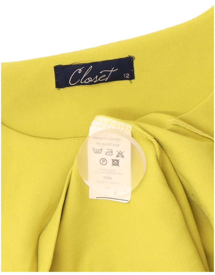 CLOSET Damen Ärmelloses A-Linien-Kleid UK 12 Mittelgelbes Polyester