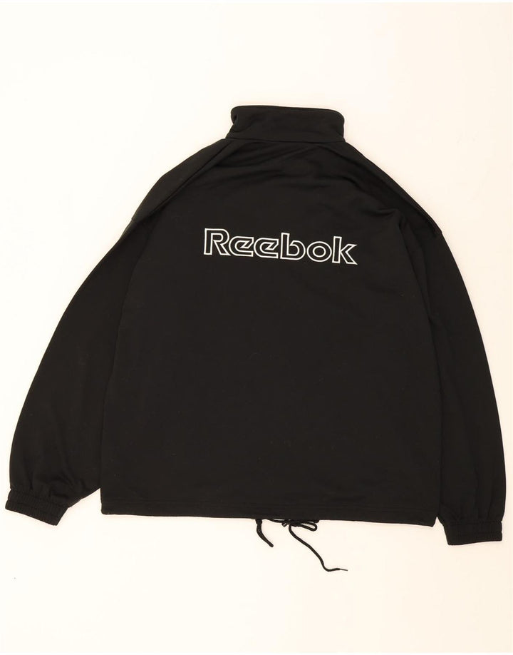 REEBOK Mens Oversized Graphic Tracksuit Top Jacket Small Black Polyester Vintage Reebok and Second-Hand Reebok from Messina Hembry 