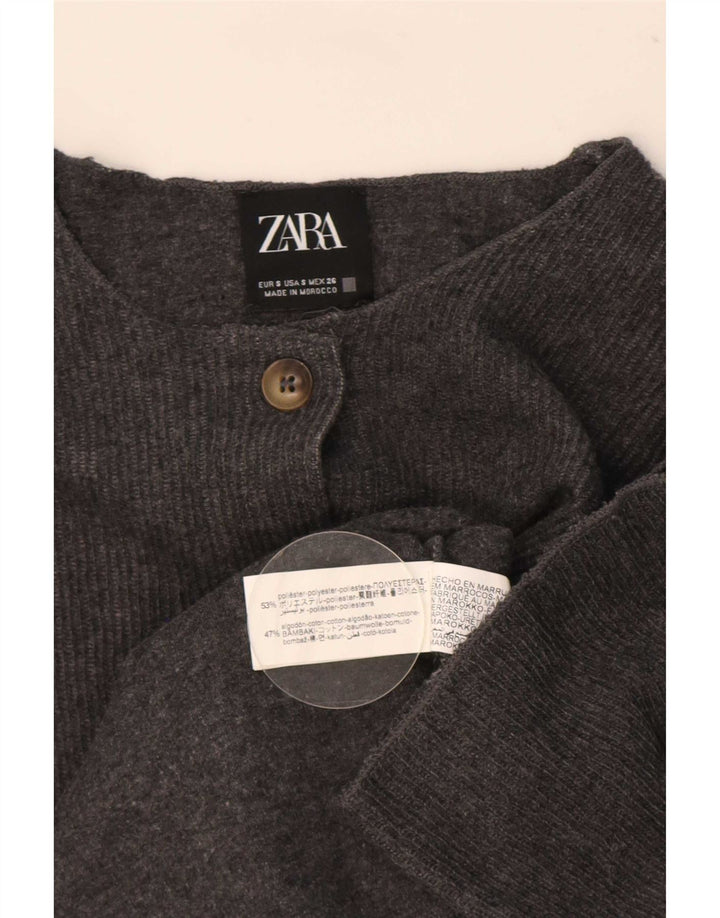 Zara Damen Crop-Oversize-Cardigan-Pullover, Gr. 10, Small, Grau, Polyester