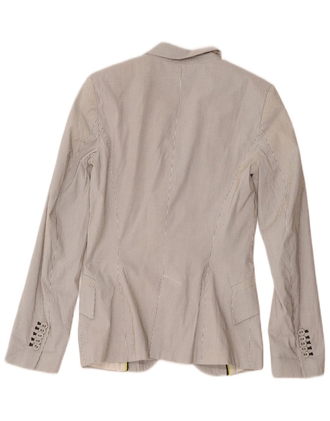 Zara Damen 1-Knopf-Blazerjacke UK 4 XS Weißer Nadelstreifen-Polyester