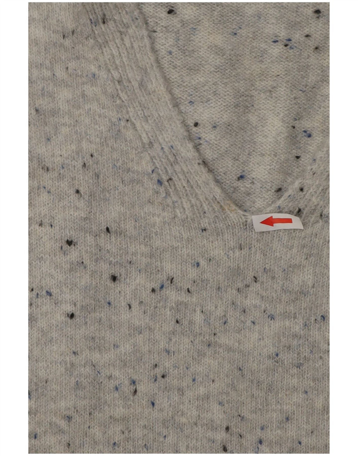 Marks & Spencer Damen-Pullover mit V-Ausschnitt, UK 14, Mittelgrau meliert