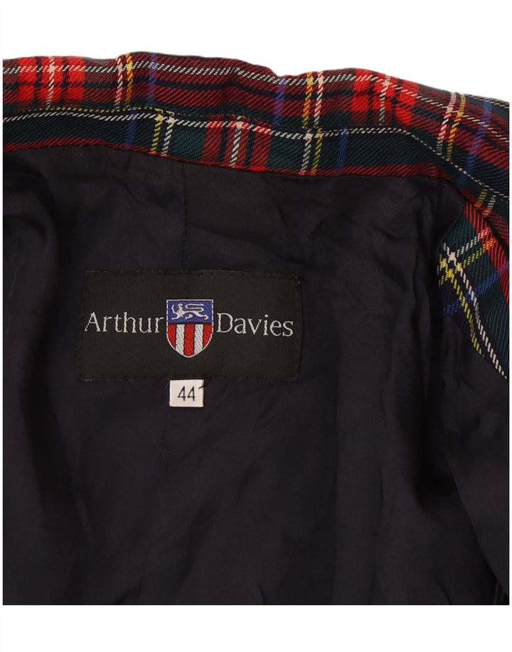 Vintage Damen 3-Knopf-Blazerjacke IT 44 Medium Navy Blue Plaid Classic