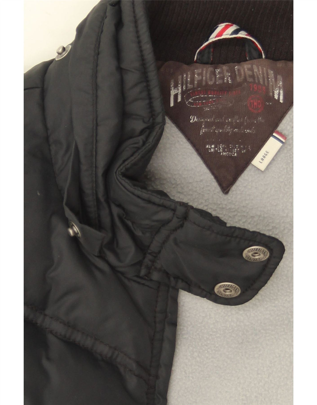 Tommy Hilfiger Damen Wattierte Weste UK 14 Large Schwarz Polyester