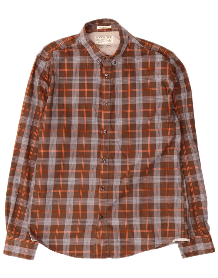 Jack & Jones Herren-Hemd, groß, braun, kariert, Baumwolle