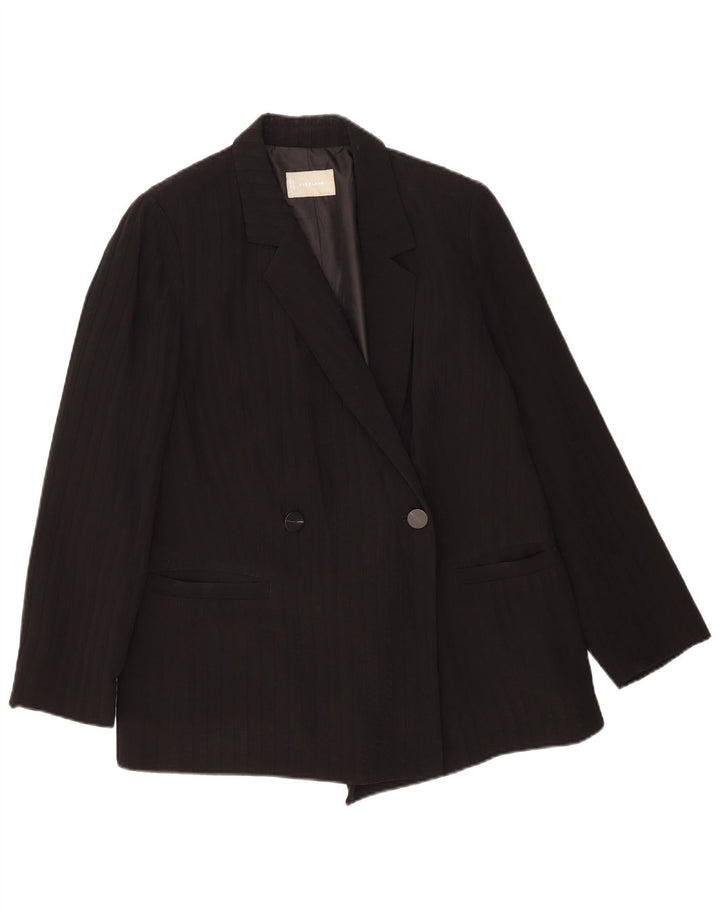 Everlane Damen-Blazer, zweireihig, US 12, Größe L, Schwarz, Nadelstreifen