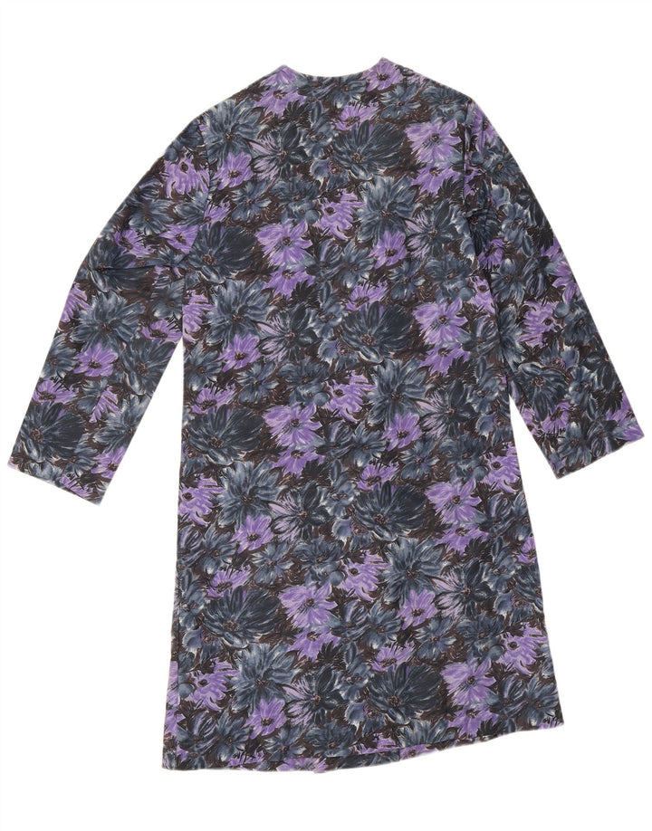Vintage Damen Mantel UK 14 Medium Lila Floral Polyamid