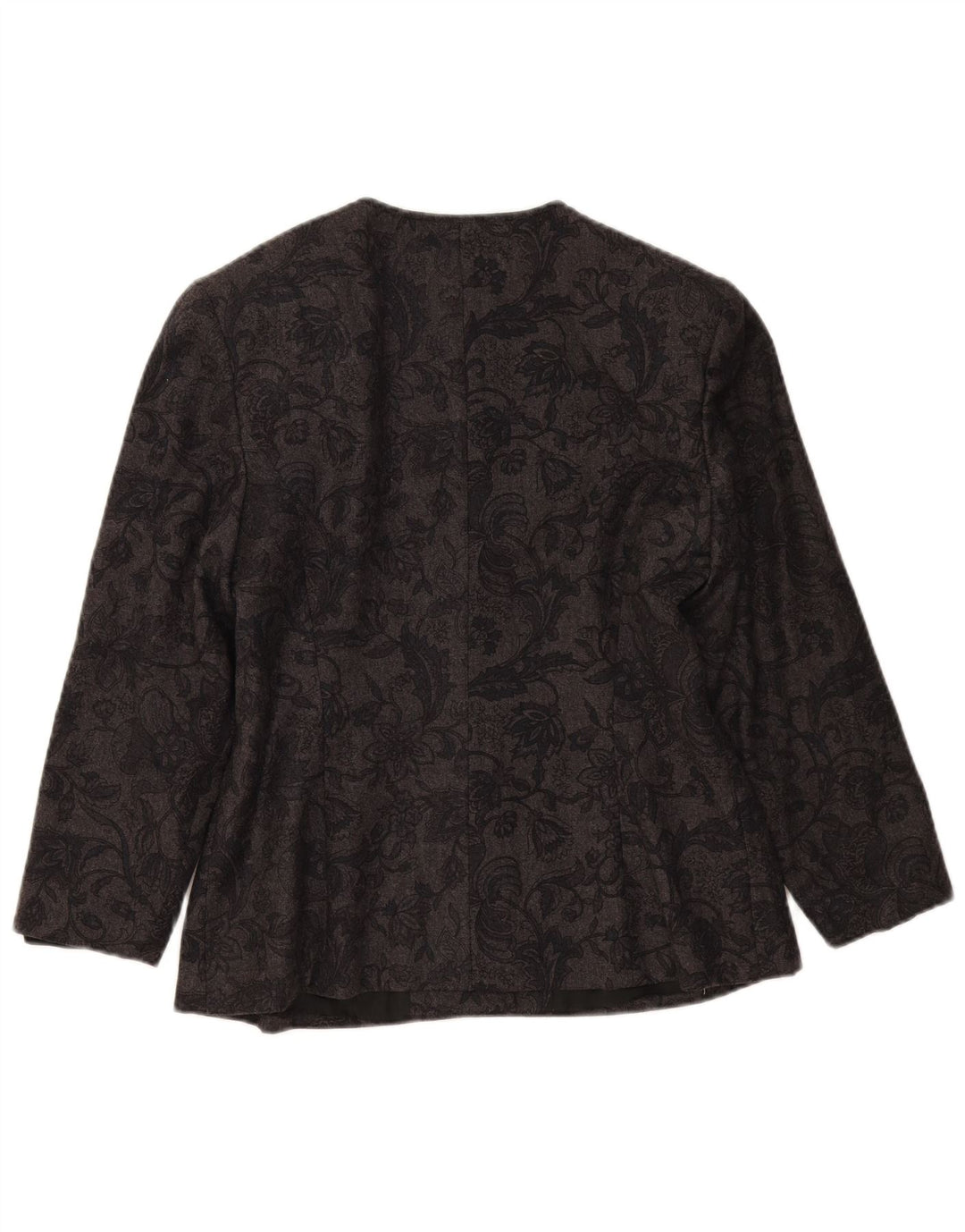 Vintage Damen 4-Knopf-Blazerjacke IT 46 Große graue geblümte Wolle