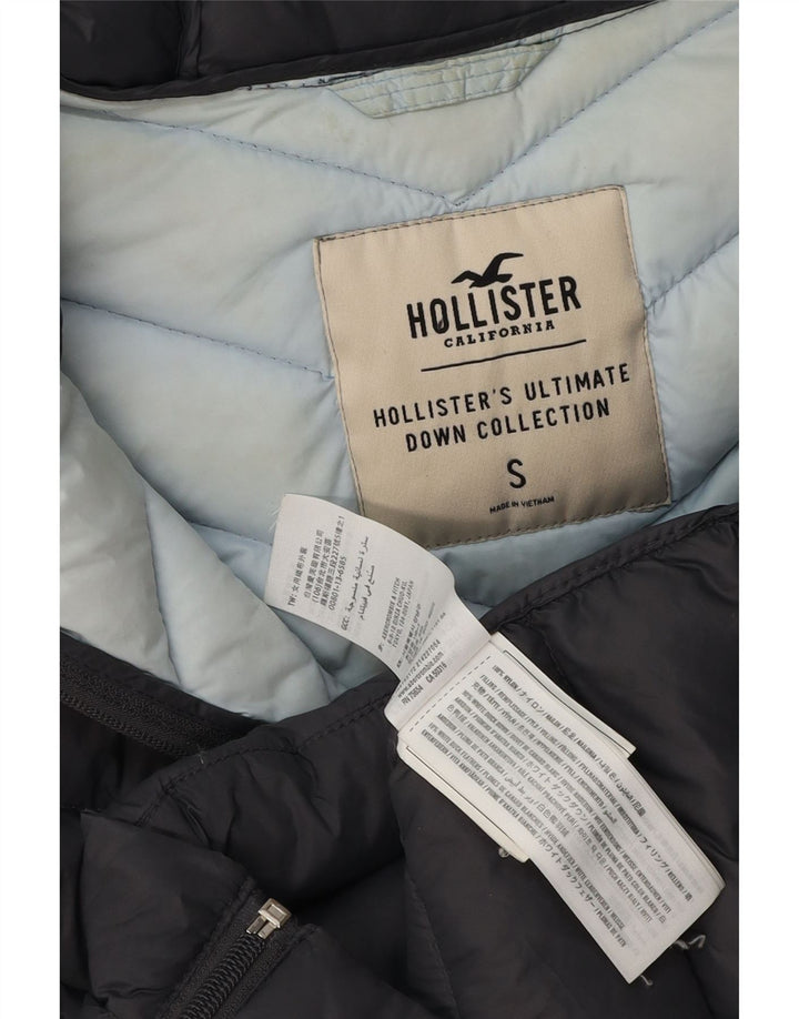 HOLLISTER Wattierte Damenjacke mit Kapuze, UK 10, Small, graues Nylon
