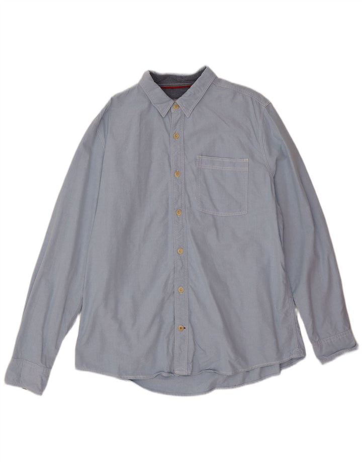 Fat Face Herrenhemd XL, blaue Baumwolle