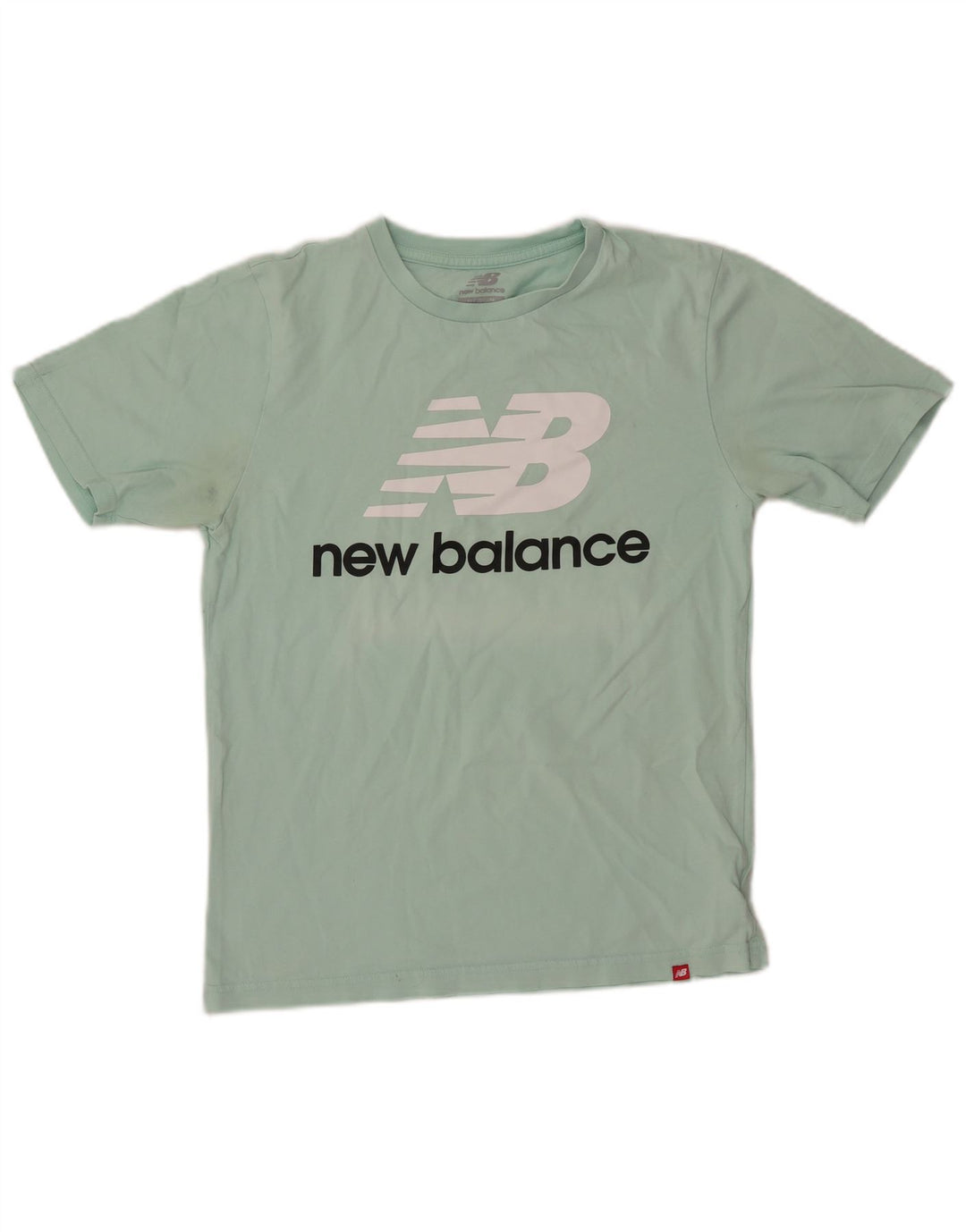 NEW BALANCE Damen Grafik T-Shirt Top UK 14 Mittelgrüne Baumwolle