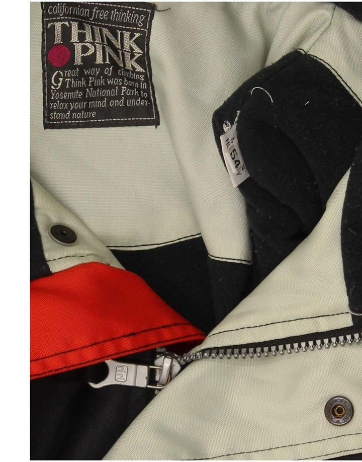 Think Pink Herren-Skijacke mit Kapuze, reguläre Passform, IT 54 2XL, Schwarz, Farbblock