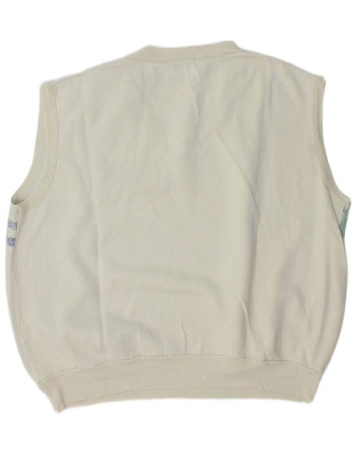 Sergio Tacchini Herren ärmelloser Sweatshirt-Pullover, groß, weiß, Farbblock