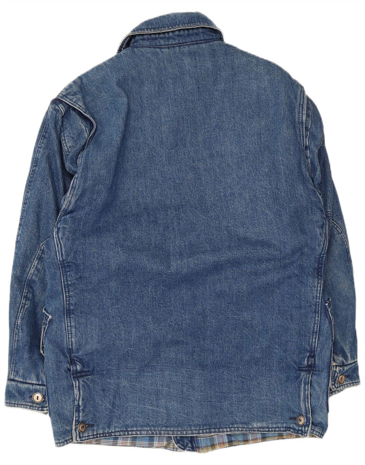 POP 84 Herren Sherpa Denim Mantel UK 36 Small Blau Polyester