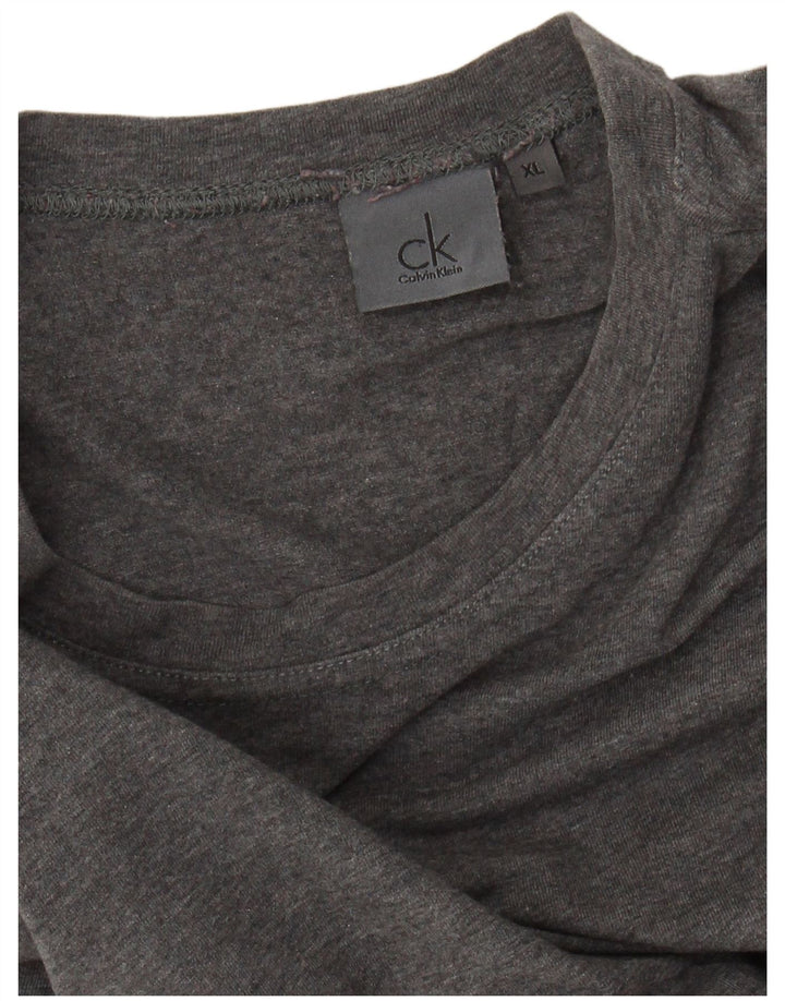 CALVIN KLEIN Womens Graphic Top Long Sleeve UK 18 XL Grey